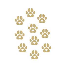 10 Mini Paw Print Iron on Decals, 1x1 Paw Shaped w/Heart Center Vinyl Patches, Bulk Set Animal Paws (Champagne Glitter)