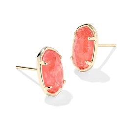 Kendra Scott, Womens, Grayson Stone Stud Earrings, Gold Papaya Iridescent Mother Of Pearl, One Size
