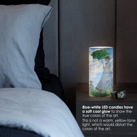 RainCaper Flameless LED Flickering 6” Pillar Wax Candle Light | Artist Hokusai | The Great Wave | Battery Operated | Remote with Timer Included