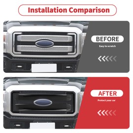 Linskip Grille Overlay Compatible with 2011 2012 2013 2014 2015 2016 Ford F250 F350 F450 F550, Gloss Black Front Grille Trim Cover, Exterior Accessories