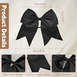 CLINTT 4Pcs Cheer Bows, Suitable for Women, Girls and Children, Elastic Hair Scrunchies Style for Most Hairstyles - Black
