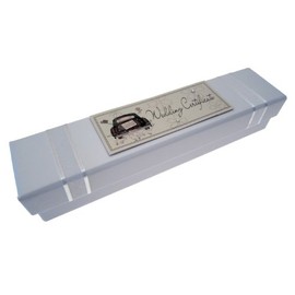 WHITE COTTON CARDS Car Design Wedding Certificate Holder, White