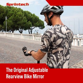 Sprintech Compact Adustable Rear-View Bicycle Mirror - P016 (Black, E-Bike) (Single Mirror)