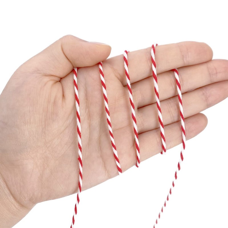 Cotton Twine Red and White Baker String 2mm Thick 328