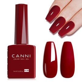 CANNI Red Gel Polish, 1Pcs Gel Nail Polish Red Colors Deep Dark Red Color Nail Polish Gel High Gloss Soak Off U V Gel Nail French Nail Manicure Salon DIY