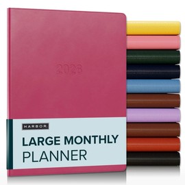 Harbor Large Monthly Planner 2025-2026, Calendar Planner and Notebook, Durable Faux Leather, 14 Months, 96 Pages, Softcover & Lightweight - Cambridge Orchid Flower - 9.75x7.5"