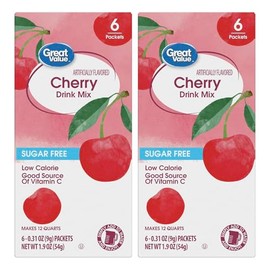 Drink Mix Bundle - 2 Pitcher Size Boxes with 6 Pitcher Packets Per Box - Low Calorie Flavorful Water Powder (2 Container Bundle, Cherry)