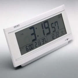 Seiko clock 置ki時計 Satellite Atomic Digital Calendar Temperature Humidity Display Alarm Light with Space Link Space Link White Pearl gp501 W Seiko