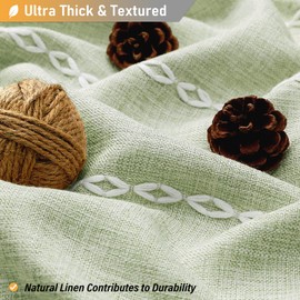 BTTN Boho Farmhouse Shower Curtain - Linen Rustic Heavy Duty Striped Fabric Shower Curtain Set, Bohemian Vintage Country Cloth Shower Curtains for Bathroom, Sage Green, 72" W x 84" L (Pack of 1)