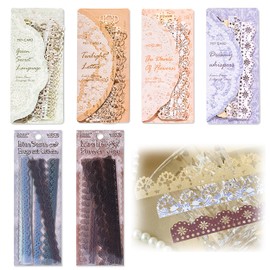 120 Sheet Vintage Lace Scrapbook Paper, 6 Styles Scrapbook Paper Lace Scrapbook Frames Strip, Lace Edged Scrapbook Stationery Paper Retro Lace Craft Paper for DIY Journal Album Crafts