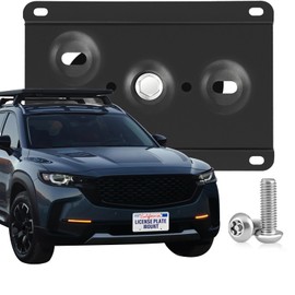 Steel No-Drill Front Bumper License Plate Bracket – Anti-Theft Tow Hook Mount fits for Mazda CX-50 2023-2024,Front Bumper Relocator with Rust-Resistant Coating