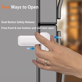 HEOATH 2 Pack Upgrade Child Proof Refrigerator Lock with Two Ways to Open, Home Fridge Freezer Door Lock Latch Catch to Keep Door Closed, no Tools Need or Drill (White)