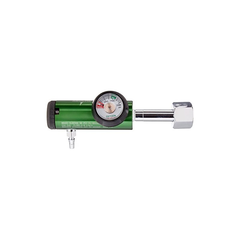 Medline Best Valued Mini Oxygen Regulator, 0-8LPM, 540 CGA Connector,
