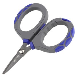 Booms Fishing Braided Line Scissors: Micro-Serrated Stainless Steel Blades Line Cutter - XW01 4.1" Fishing Serrated Shears with Coiled Lanyard