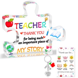 Teacher Appreciation Gifts, Teacher Gifts Ideas Thank You Engraved Acrylic Block Puzzle 4.1 x 3.5 inch - Heartwarming Teacher Gift - Cute Student Teacher Gifts - Novelty Daycare Teacher Gift