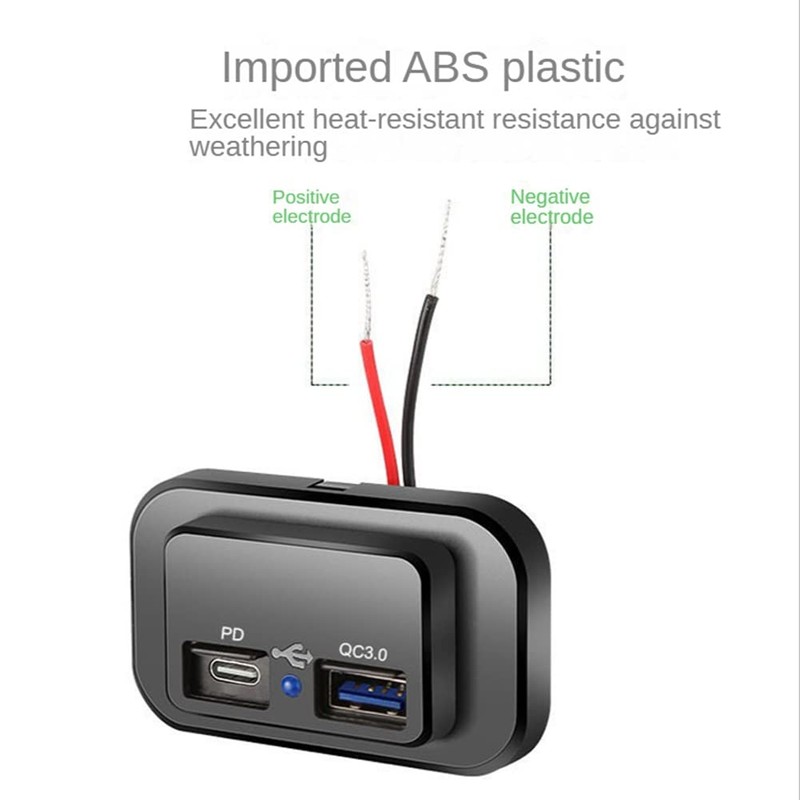 Tuperoymse USB+PD 12V/24V USB Charging Splitter Outlet for Motorcycle -Truck