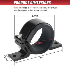 Fuel Filter Mounting Bracket, Aluminum Alloy Fuel Pump Clamp Holder, Universal Car Oil/Fuel/Gas Pump Mounting Bracket (Black, 50MM)