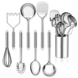 Leonyo 8 Pcs Stainless Steel Kitchen Cooking Utensils Set with Holder