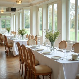 sancua White Table Cloths Rectangle, 10 Pack Tablecoths Rectangular for 6 Foot Tables - Washable Polyester Fabric Table Cover for Wedding, Birthday Party, Banquet Reception, 54x108 Inch