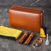 WANTHER Leather Cigar Case, Travel Humidor Holds 6 Cigars, Brown
