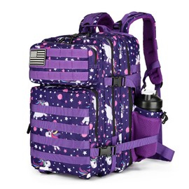 BNMJVJL Military Tactical Backpacks Molle Army Assault Pack Hydration Pack Waist Belt Tactical Daypack Molle (Purple Star)