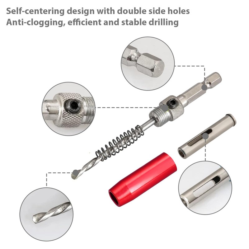 Oiieco 8 Pcs Self Centering Drill Bit Set, Hinge Drill