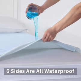 JET'S HOME Queen Zippered Mattress Encasement - 6 Sided Waterproof Mattress Protector with Zipper - Machine Washable Mattress Cover Fits 10-15 Inches