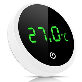 Yuio Fish Tank Thermometer Digital Aquarium Thermometer with LED Display Wireless Touch, Stick-on, ±0.5°C Accuracy for Monitoring Tropical Fish Turtle Reptile Glass Water Tank Temperature(White)