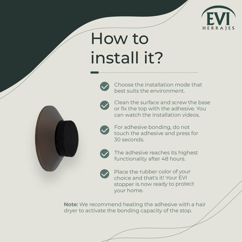 Evi Herrajes | Adhesive Door Stop | Wall Fitting |