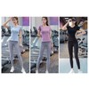 Yoga Wear Set: Health Leggings & T-shirt Workout Outfit Workout Set Purple+Gray/M