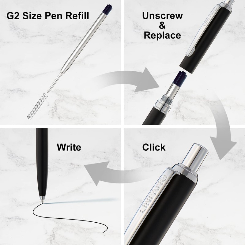 Black Ink Pen Refills Ballpoint Black, 12 Pack Ballpoint Pen