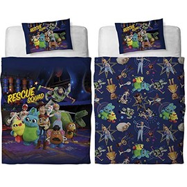 Toy Story 4 Junior Duvet Cover Set – Rescue Squad Design | Reversible Kids Bedding with Pillowcase | Features Woody, Buzz Lightyear, Forky, Ducky, Bunny & Duke Caboom