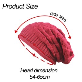 SamHeng Ladies Slouchy Winter Knit Beanie Hats Knit Chunky Hat Warm Ski Cap for Women Gray