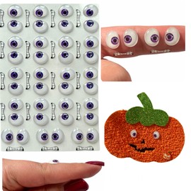 MS24-9: 57 Pcs (19 Sets) 3D Resin Wiggle & Googly Eyes 9mm – Purple, Fearful Look – Self-Adhesive for DIY Crafts, Clay, Felt, Polymer Clay, Sculptures, Cold Porcelain, Amigurumi, Scrapbooking