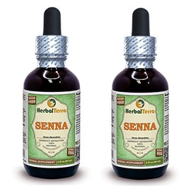 Senna (Senna Alexandrina) Glycerite, Organic Dried Leaves Alcohol-FREE Liquid Extract (Brand name: HerbalTerra, Proudly made in USA) 2x2 fl.oz (2x60 ml)