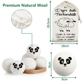 MAISITOO 6 XXL Extra Large Felt Balls Made of Sheep's Wool, Dryer Balls for Tumble Dryers, Natural Sheep's Wool Dryer Balls, Reduces Wrinkles and Reusable, Antistatic Drying Time, Shortened