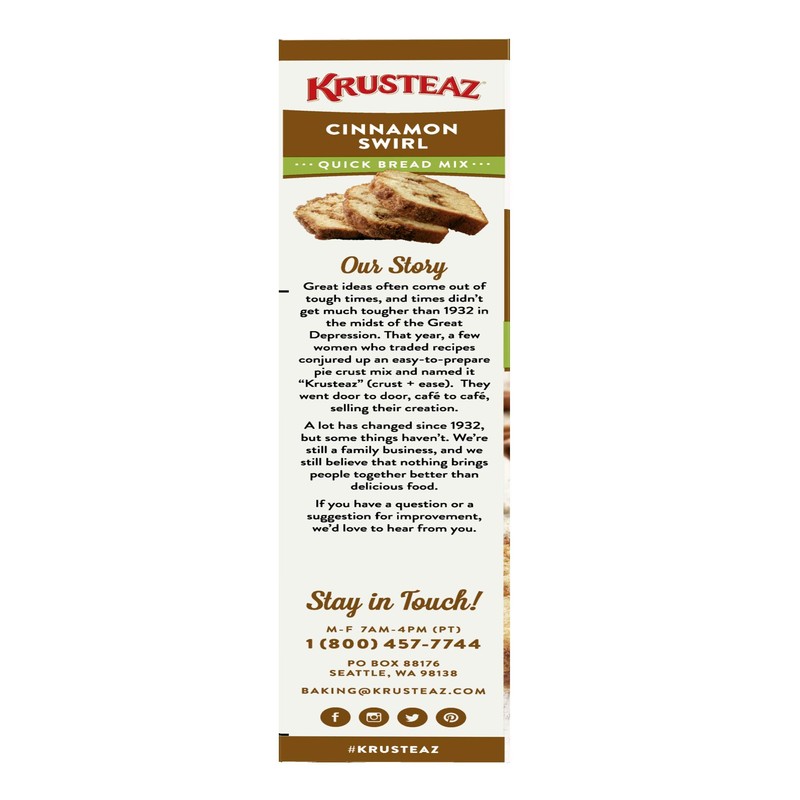 Krusteaz Cinnamon Swirl Quick Bread Mix, 19.5 Oz