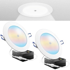 Sunco Motion Sensor Recessed Light 6 Inch LED, Slim Downlight with Junction Box, 1000 Lumens, Selectable CCT 2700K/3000K/4000K/5000K/6000K, 14W UL/ETL 2 Pack