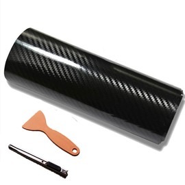 DIYAH 5D High Gloss Black Carbon Fiber Vinyl 36" x 60" / 3 FT x 5 FT Bubble Free Air Release Car Wrap Film Automotive DIY Decals with Hand Tools