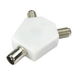 iSeventy9 Nickel Plated Aerial Splitter adapter Coaxial TV Male to 2 x F Type Connector Screw COAX RF