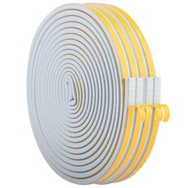 Door Weather Stripping,Insulation Seal Strip for Doors and Windows,Self-adhisive Foam Door Seal Strip,Sound Seal Weather Strip Gap Blocker Epdm,Total 66Ft Long(2 Rolls,33Ft/10m Each,Gray)