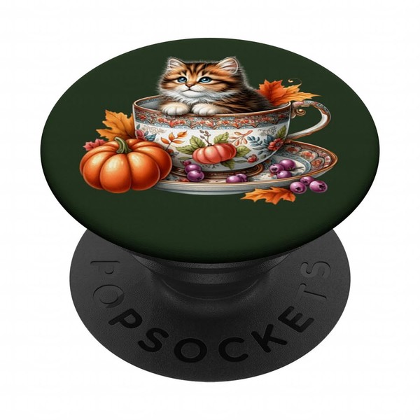 Coffee Fall Kitten for Pumpkin Spice Season Cute Autumn Cat