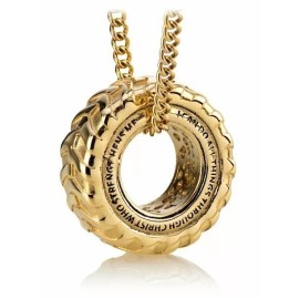 Shields of Strength Women's Gold Stainless Steel Tire Necklace-Phil 4:13 Shields of Strength