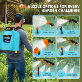 Moongiantgo Battery Powered Backpack Sprayer 5.3GAL, Effortless Mixing&Spraying Garden Lawn Sprayer Dual Pump, 78-101PSI Adjustable Pressure Sprayer with 6 Spray Nozzles for Gardening Weeding Cleaning