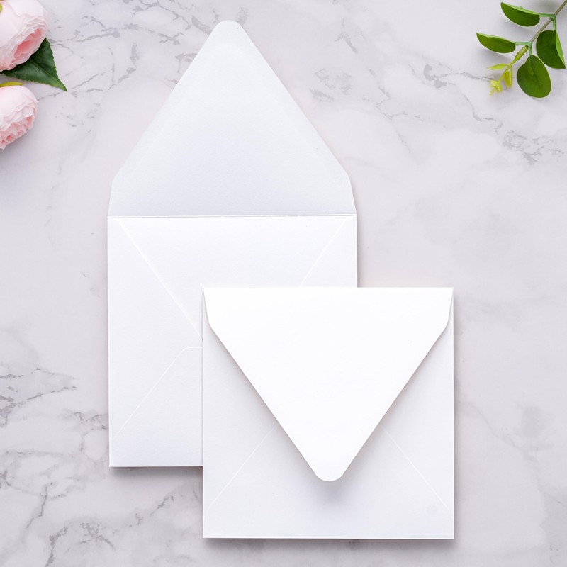 50 PCS/Pack Square Envelopes, Euro Flap White Envelopes