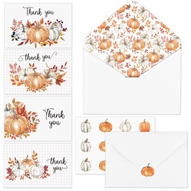 36 Pack Fall Thank You Cards Bulk Baby Shower Thank You with Envelopes and Stickers Pumpkin Flower Blank Greeting Gender Reveal Cards for Fall Autumn Thanksgiving Bridal Shower 4 x 6 Inch