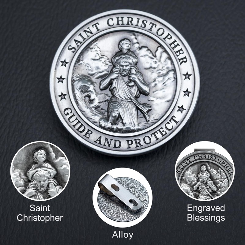 PloreWay Saint Christopher Medal for Car, Metal St. Christopher Car