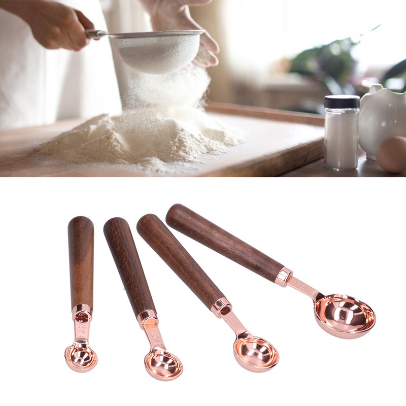 4pcs Rose Gold Measuring Cup with Scale Stainless Steel Measuring