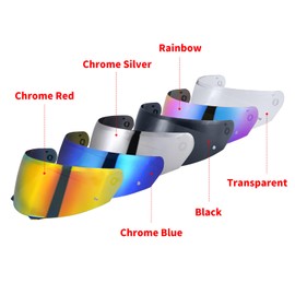 JQF Gear i90 Motorcycle Helmet Visor Compatible with HJ-33/ i90 Full Face Shield Replacement (Chrome Red)