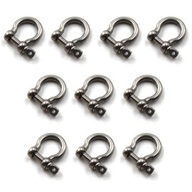 M6 D Ring Shackle Boat Anchor Shackle 304 Stainless Steel Chain Shackle Screw Pin Bow Shackle Pack of 10